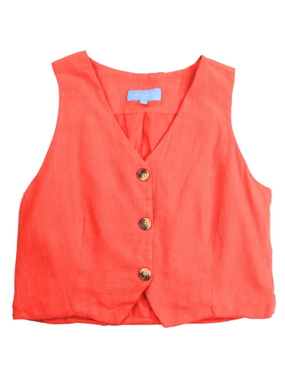 Draper James RSVP Coral Pinstripe Linen Blend Vest XL